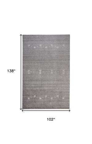 HomeRoots 4' Gray and Ivory Hand-Knotted Wool Oriental Shag Rug – Soft, Durable, and Stylish for Any Room 9' X 12' 512691