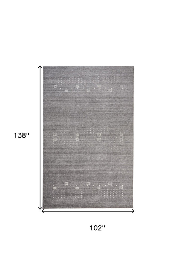 HomeRoots 4' Gray and Ivory Hand-Knotted Wool Oriental Shag Rug – Soft, Durable, and Stylish for Any Room 9' X 12' 512691