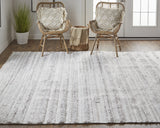 Homeroots 8' X 10' Ivory And Taupe Striped Hand Woven Stain Resistant Area Rug Ivory,Taupe Polyester 512696