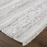 Homeroots 8' X 10' Ivory And Taupe Striped Hand Woven Stain Resistant Area Rug Ivory,Taupe Polyester 512696