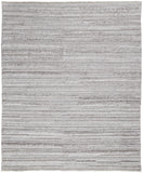 Homeroots 9' X 12' Ivory And Gray Striped Shag Hand Woven Area Rug Ivory,Taupe Polyester 512697