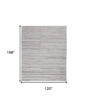 HomeRoots 10' Ivory and Gray Striped Shag Area Rug - Hand-Woven Luxury for Cozy Living Spaces, Durable & Stylish 10' X 14' 512698