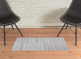 Homeroots 2' X 3' Ivory And Taupe Striped Hand Woven Stain Resistant Area Rug Ivory,Taupe Polyester 512699