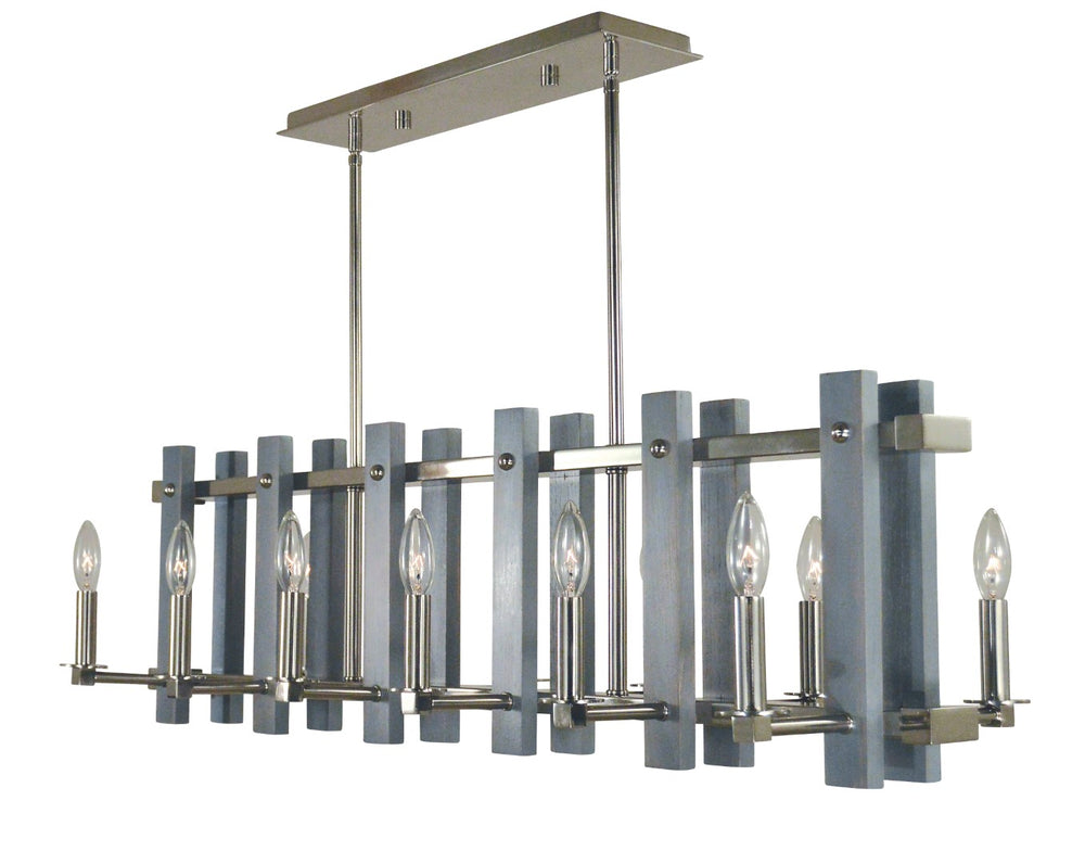 Framburg 12-light Rustic Arcadia Island Chandelier – Contemporary Design With Farmhouse Wood Accents, Usa Made Polished Nickel Metal 5127 Pn