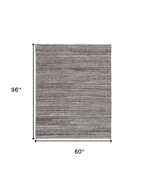 Homeroots 5' X 8' Taupe And Brown Striped Hand Woven Area Rug Taupe,Brown,Ivory Polyester 512701