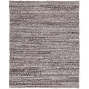 Homeroots 10' X 14' Gray And Ivory Striped Shag Hand Woven Area Rug Taupe,Brown,Ivory Polyester 512704