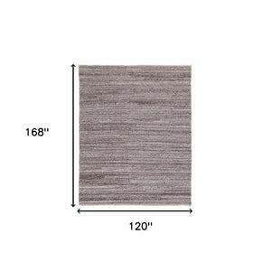HomeRoots 10' Ivory and Gray Striped Shag Area Rug - Hand-Woven Luxury for Cozy Living Spaces, Durable & Stylish 10' X 14' 512704