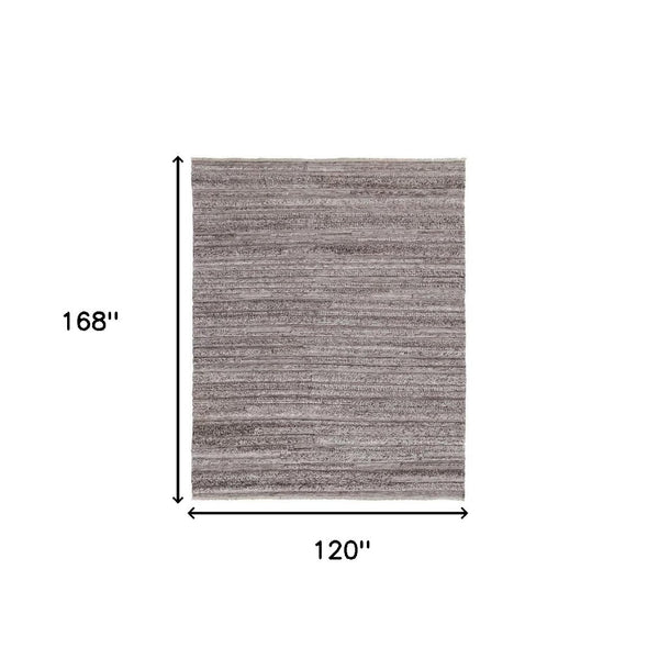 HomeRoots 10' Ivory and Gray Striped Shag Area Rug - Hand-Woven Luxury for Cozy Living Spaces, Durable & Stylish 10' X 14' 512704