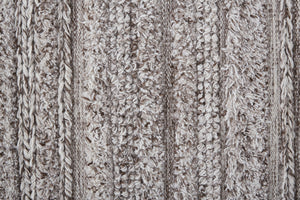 Homeroots 10' X 14' Gray And Ivory Striped Shag Hand Woven Area Rug Taupe,Brown,Ivory Polyester 512704