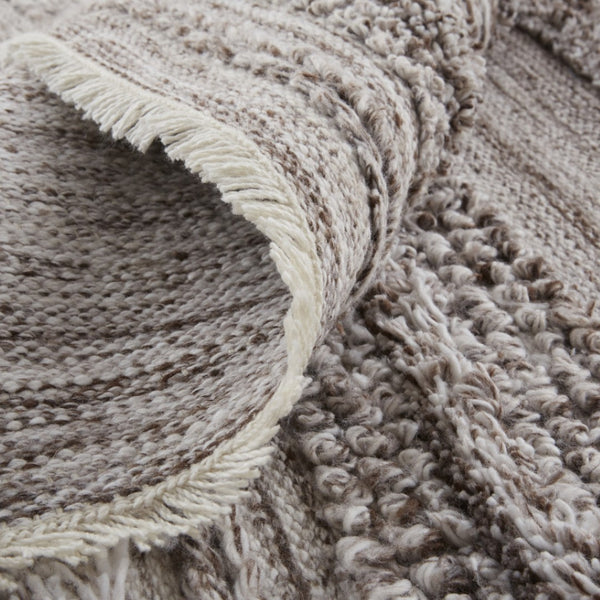 HomeRoots 10' Ivory and Gray Striped Shag Area Rug - Hand-Woven Luxury for Cozy Living Spaces, Durable & Stylish 10' X 14' 512704