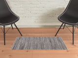 Homeroots 2' X 3' Taupe Brown And Ivory Striped Hand Woven Stain Resistant Area Rug Taupe,Brown,Ivory Polyester 512705