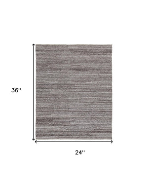 Homeroots 2' X 3' Taupe Brown And Ivory Striped Hand Woven Stain Resistant Area Rug Taupe,Brown,Ivory Polyester 512705