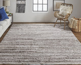 Homeroots 2' X 3' Taupe Brown And Ivory Striped Hand Woven Stain Resistant Area Rug Taupe,Brown,Ivory Polyester 512705