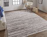 Homeroots 2' X 3' Taupe Brown And Ivory Striped Hand Woven Stain Resistant Area Rug Taupe,Brown,Ivory Polyester 512705