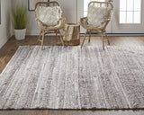 Homeroots 2' X 3' Taupe Brown And Ivory Striped Hand Woven Stain Resistant Area Rug Taupe,Brown,Ivory Polyester 512705