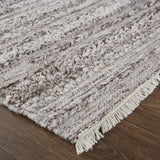 Homeroots 2' X 3' Taupe Brown And Ivory Striped Hand Woven Stain Resistant Area Rug Taupe,Brown,Ivory Polyester 512705