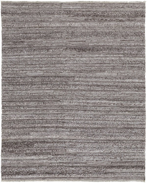 HomeRoots 10' Ivory and Gray Striped Shag Area Rug - Hand-Woven Luxury for Cozy Living Spaces, Durable & Stylish 8' X 10' 512708
