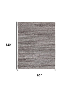HomeRoots 10' Ivory and Gray Striped Shag Area Rug - Hand-Woven Luxury for Cozy Living Spaces, Durable & Stylish 8' X 10' 512708