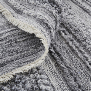 HomeRoots 10' Ivory and Gray Striped Shag Area Rug - Hand-Woven Luxury for Cozy Living Spaces, Durable & Stylish 8' X 10' 512708