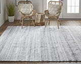 Homeroots 8' X 10' Gray And Ivory Striped Hand Woven Area Rug Gray,Silver,Ivory Polyester 512714