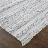 Homeroots 8' X 10' Gray And Ivory Striped Hand Woven Area Rug Gray,Silver,Ivory Polyester 512714