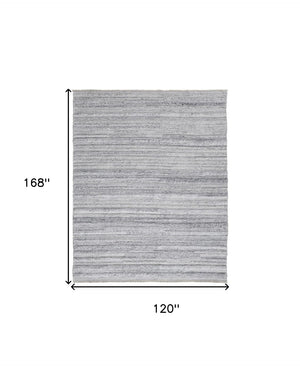 HomeRoots 10' Ivory and Gray Striped Shag Area Rug - Hand-Woven Luxury for Cozy Living Spaces, Durable & Stylish 10' X 14' 512716