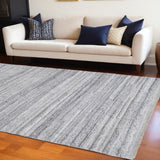 Homeroots 10' X 14' Gray Silver And Ivory Striped Hand Woven Stain Resistant Area Rug Gray,Silver,Ivory Polyester 512716