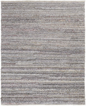 Homeroots 5' X 8' Taupe And Ivory Striped Hand Woven Area Rug Taupe,Ivory,Red Polyester 512719
