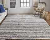 Homeroots 8' X 10' Taupe And Ivory Striped Hand Woven Area Rug Taupe,Ivory,Red Polyester 512720