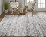 Homeroots 8' X 10' Taupe And Ivory Striped Hand Woven Area Rug Taupe,Ivory,Red Polyester 512720