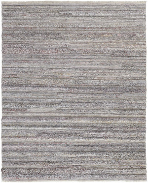 HomeRoots 10' Ivory and Gray Striped Shag Area Rug - Hand-Woven Luxury for Cozy Living Spaces, Durable & Stylish 10' X 14' 512722