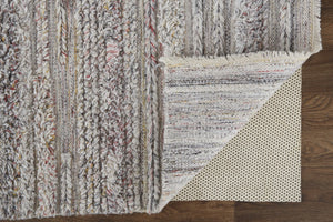 HomeRoots 10' Ivory and Gray Striped Shag Area Rug - Hand-Woven Luxury for Cozy Living Spaces, Durable & Stylish 10' X 14' 512722