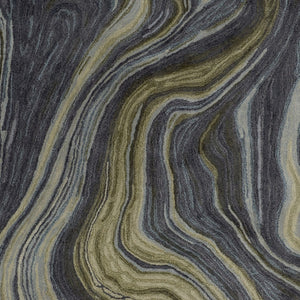 HomeRoots 4' Abstract Area Rug in Blue and Green – Hand-Tufted Wool Blend for Cozy, Modern Home Decor 4' X 6' 512724
