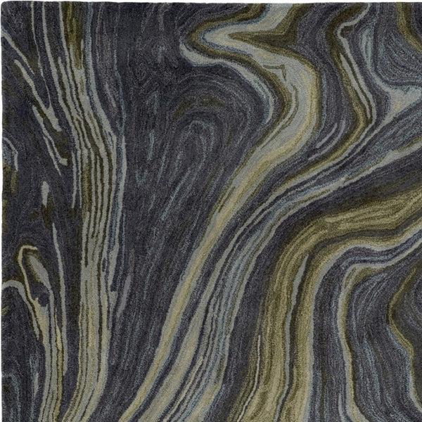 HomeRoots 4' Abstract Area Rug in Blue and Green – Hand-Tufted Wool Blend for Cozy, Modern Home Decor 5' X 8' 512725