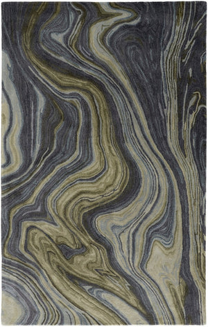 HomeRoots 4' Abstract Area Rug in Blue and Green – Hand-Tufted Wool Blend for Cozy, Modern Home Decor 9' X 12' 512727