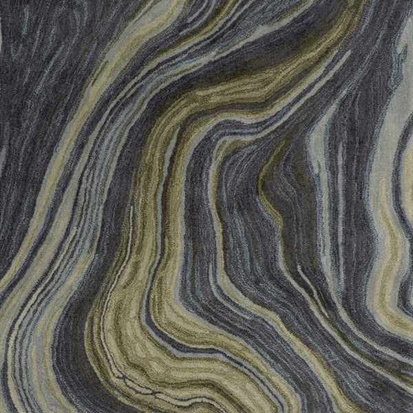 HomeRoots 4' Abstract Area Rug in Blue and Green – Hand-Tufted Wool Blend for Cozy, Modern Home Decor 9' X 12' 512727