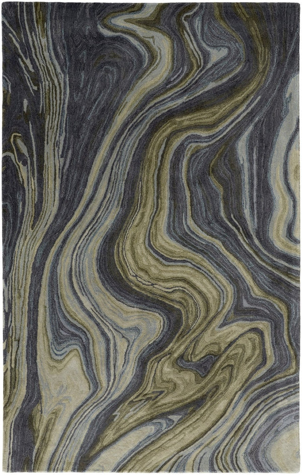 HomeRoots 4' Abstract Area Rug in Blue and Green – Hand-Tufted Wool Blend for Cozy, Modern Home Decor 10' X 14' 512728