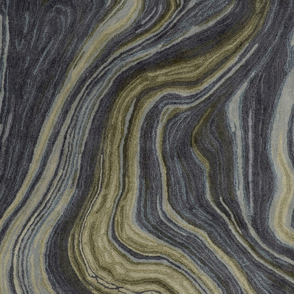 HomeRoots 4' Abstract Area Rug in Blue and Green – Hand-Tufted Wool Blend for Cozy, Modern Home Decor 2' X 3' 512729