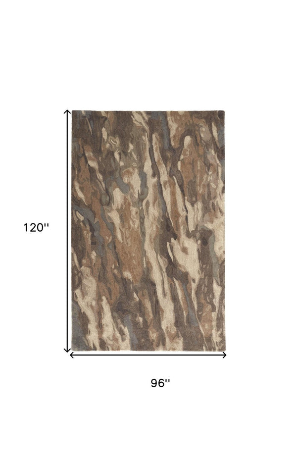 HomeRoots 4' Wool Abstract Hand-Tufted Area Rug in Green and Ivory - Modern Style for Cozy Living Spaces 8' X 10' 512732