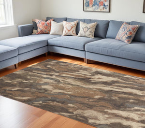 HomeRoots 4' Wool Abstract Hand-Tufted Area Rug in Green and Ivory - Modern Style for Cozy Living Spaces 8' X 10' 512732