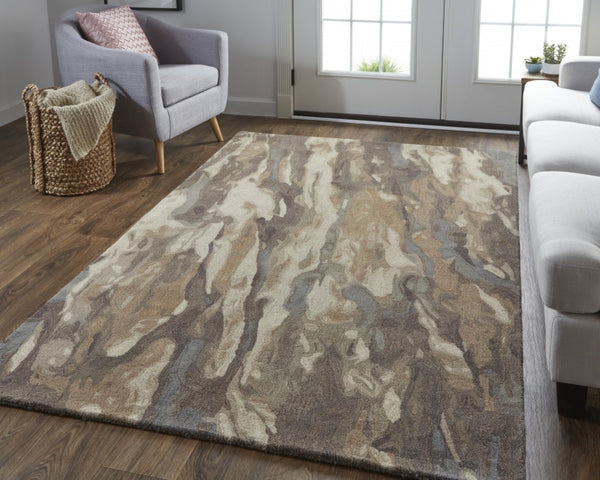 HomeRoots 4' Wool Abstract Hand-Tufted Area Rug in Green and Ivory - Modern Style for Cozy Living Spaces 8' X 10' 512732
