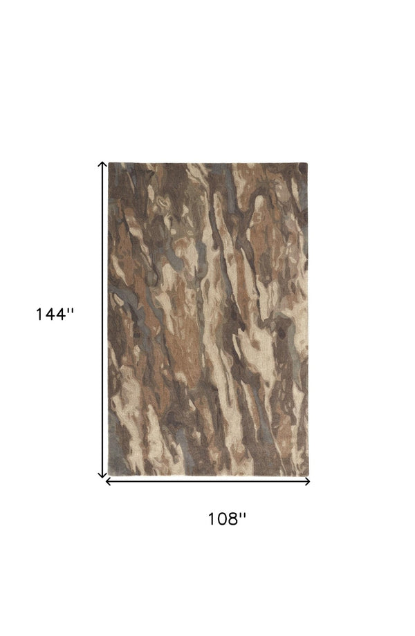 HomeRoots 4' Wool Abstract Hand-Tufted Area Rug in Green and Ivory - Modern Style for Cozy Living Spaces 9' X 12' 512733