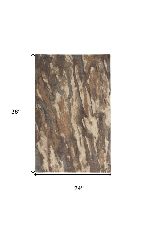 HomeRoots 4' Wool Abstract Hand-Tufted Area Rug in Green and Ivory - Modern Style for Cozy Living Spaces 2' X 3' 512735