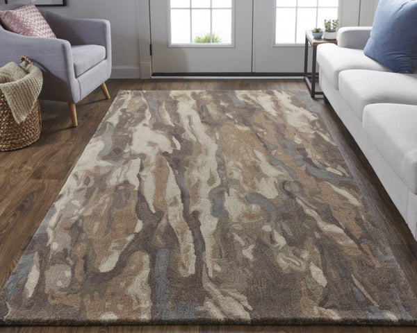 HomeRoots 4' Wool Abstract Hand-Tufted Area Rug in Green and Ivory - Modern Style for Cozy Living Spaces 2' X 3' 512735