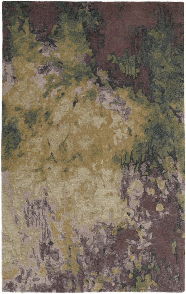 HomeRoots 4' Hand-Tufted Wool Shag Area Rug in Green and Black - Modern Abstract Design for Cozy Spaces 4' X 6' 512736