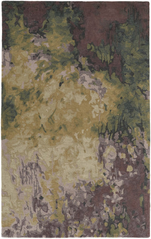 HomeRoots 4' Hand-Tufted Wool Shag Area Rug in Green and Black - Modern Abstract Design for Cozy Spaces 5' X 8' 512737