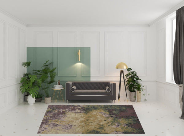 HomeRoots 4' Hand-Tufted Wool Shag Area Rug in Green and Black - Modern Abstract Design for Cozy Spaces 8' X 10' 512738