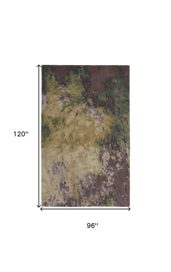 HomeRoots 4' Hand-Tufted Wool Shag Area Rug in Green and Black - Modern Abstract Design for Cozy Spaces 8' X 10' 512738