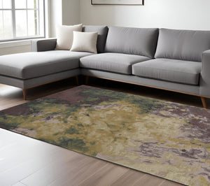HomeRoots 4' Hand-Tufted Wool Shag Area Rug in Green and Black - Modern Abstract Design for Cozy Spaces 9' X 12' 512739