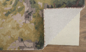 HomeRoots 4' Hand-Tufted Wool Shag Area Rug in Green and Black - Modern Abstract Design for Cozy Spaces 10' x 14' 512740